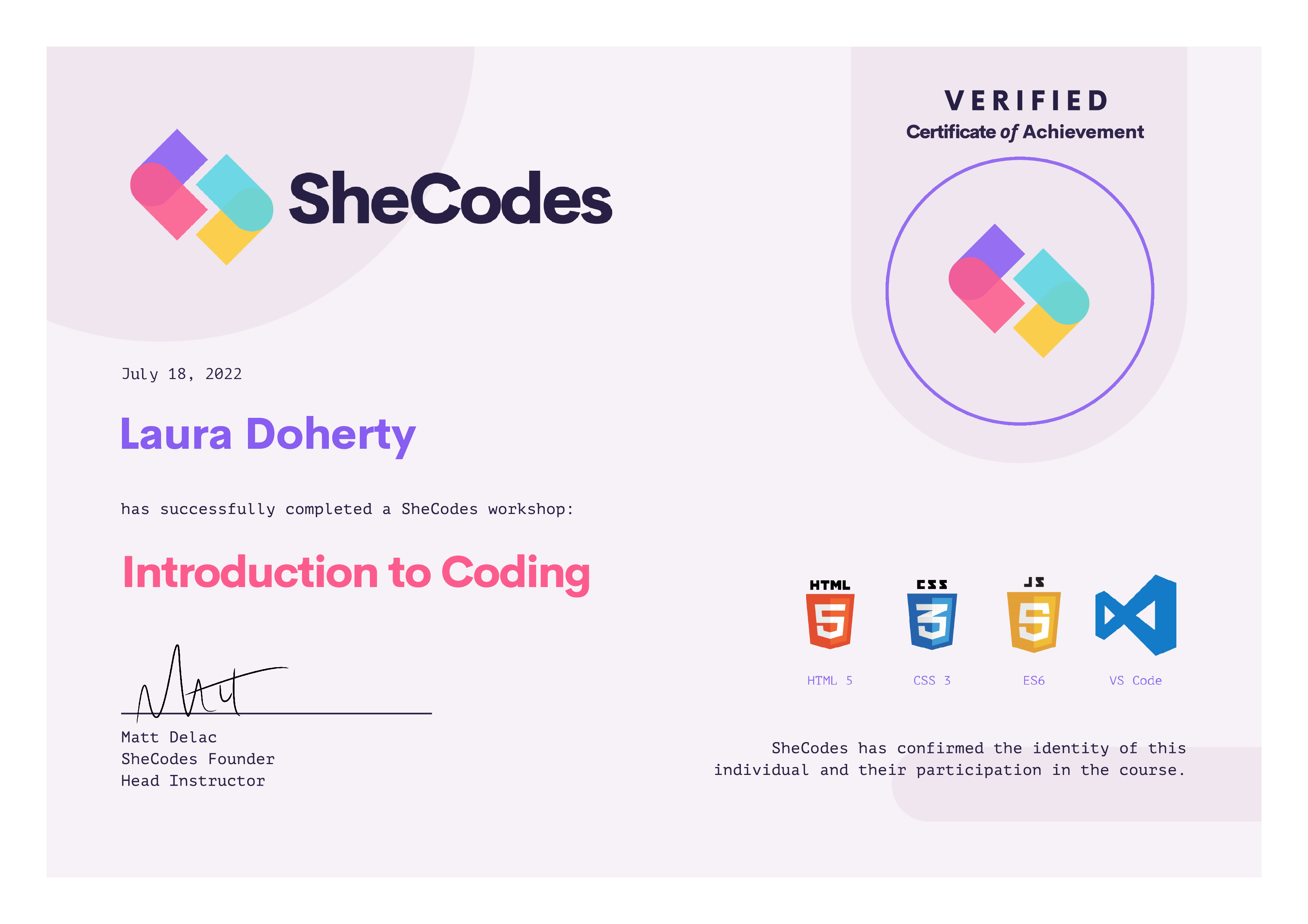 Certificate-Introduction to Coding